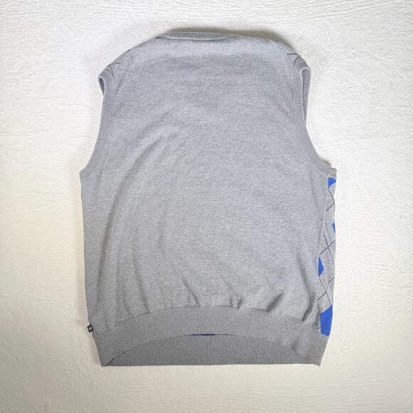Vtg Chaps Mens Sz Large Sweater Vest Gray Blue Preppy Academia Grandpacore Y2k - Picture 4 of 6